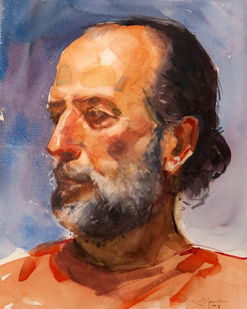Portrait in watercolour from life by Ben Lustenhouwer